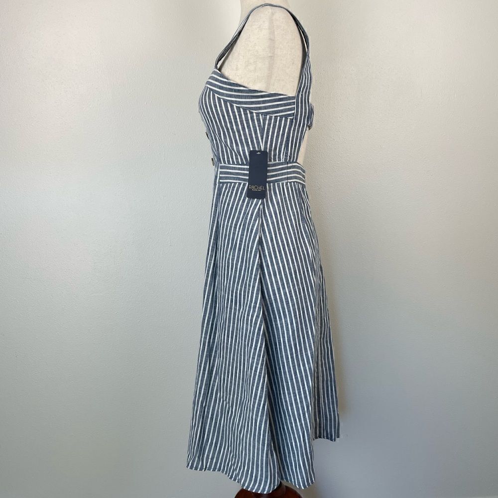 NWT RACHEL Rachel Roy Navy Blue and White Striped Midi Dress Size 2 - Picture 4 of 10